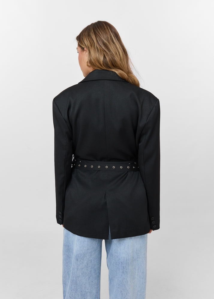 Blazer Femme Noir | Cintré avec Ceinture | Chic et Moderne pour Tous les Styles