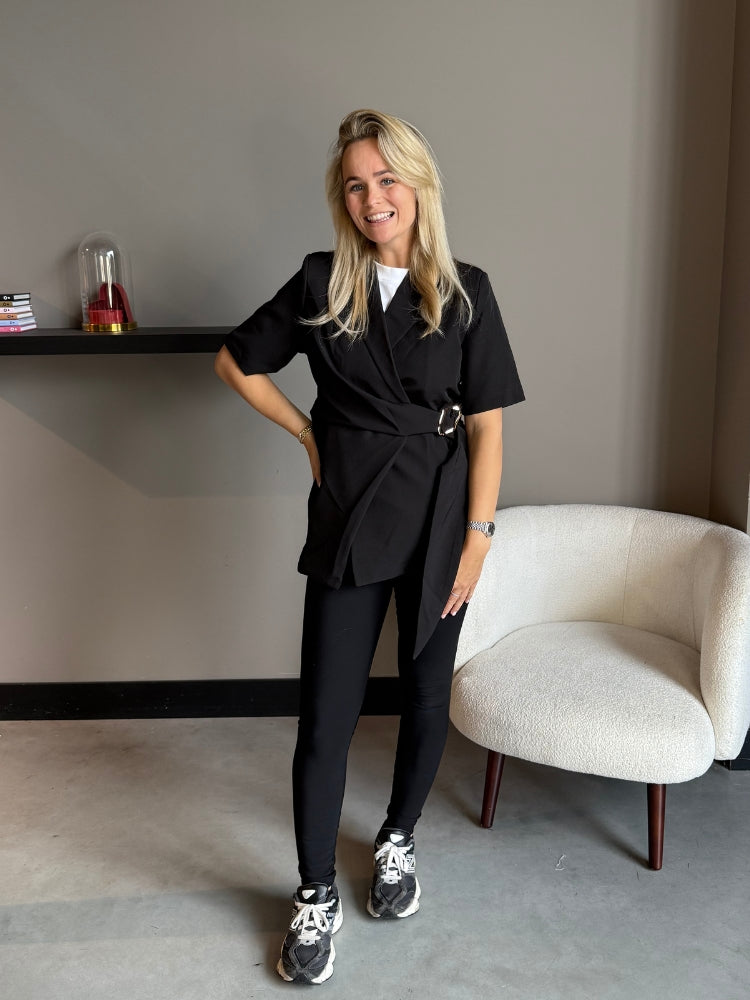 Blazer Femme | Ceinture Anneau et Manches Courtes | Élégant et Confortable pour le Bureau