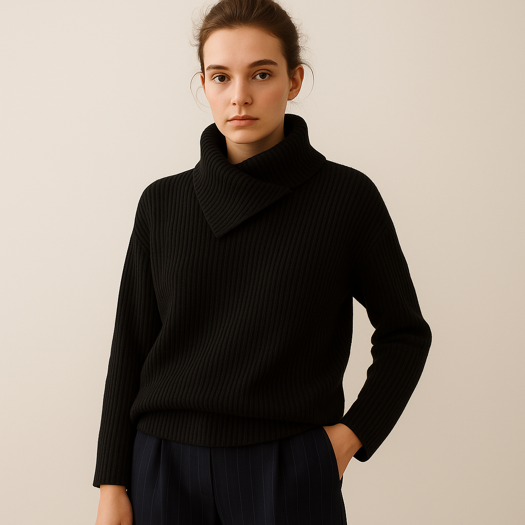 Pull Col Croisé | Maille Côtelée | Confort Moderne