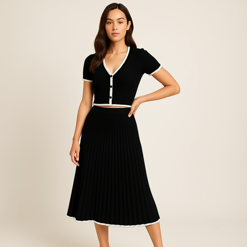 Set Deux-Pièces Élégant | Plissé & Côtelé | Confort Chic