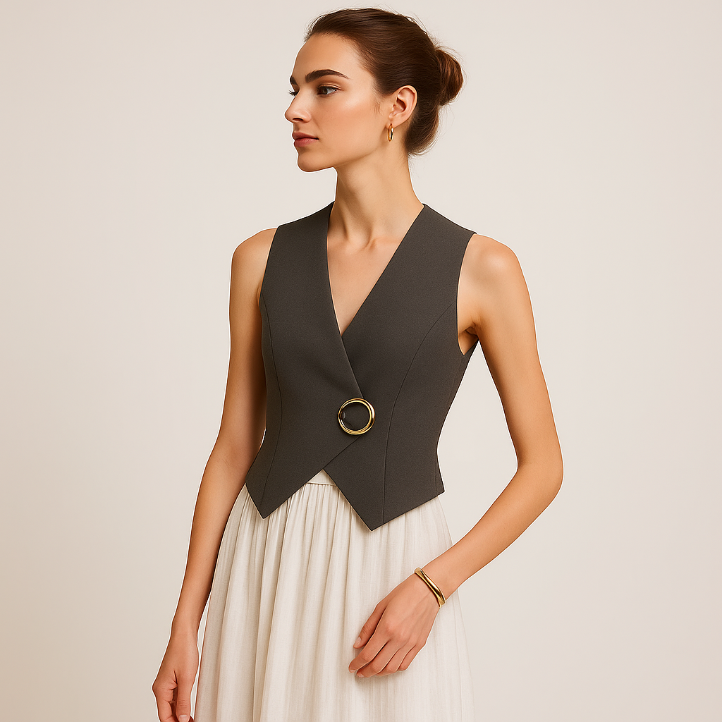 Gilet Tailleur Croisé à Boucle