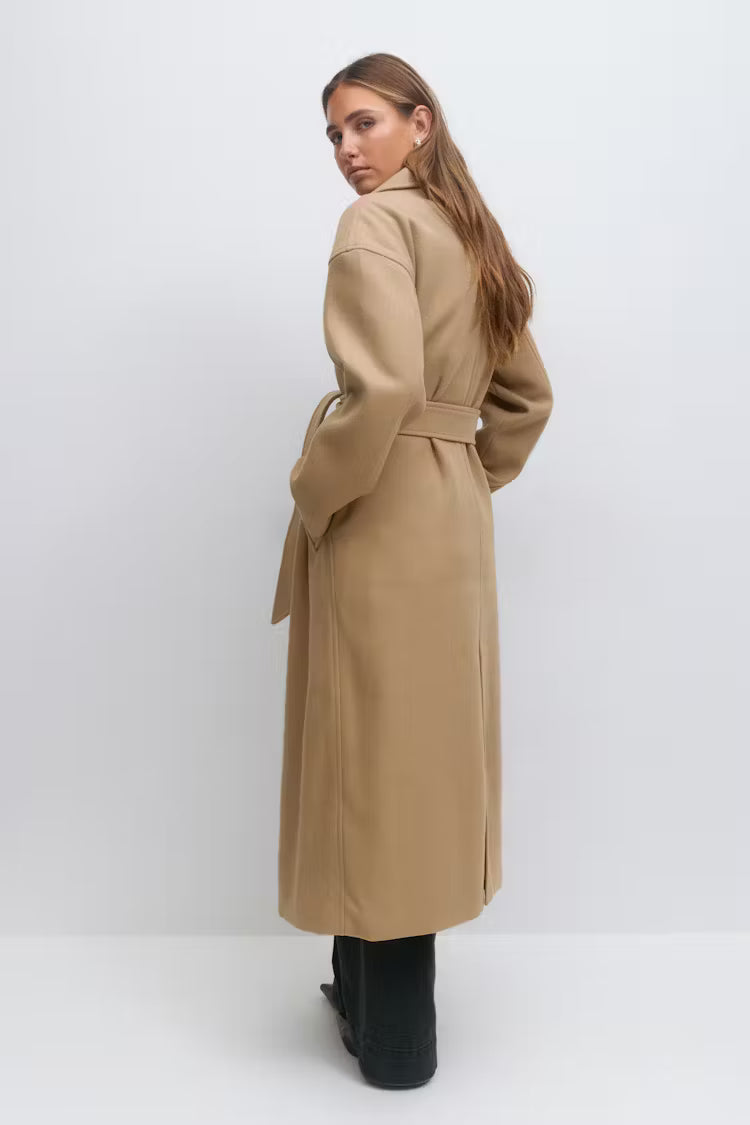 Manteau Long Femme | Laine Et Polyester | Élégant Et Chaud | Parfait Pour L’Automne Et L’Hiver