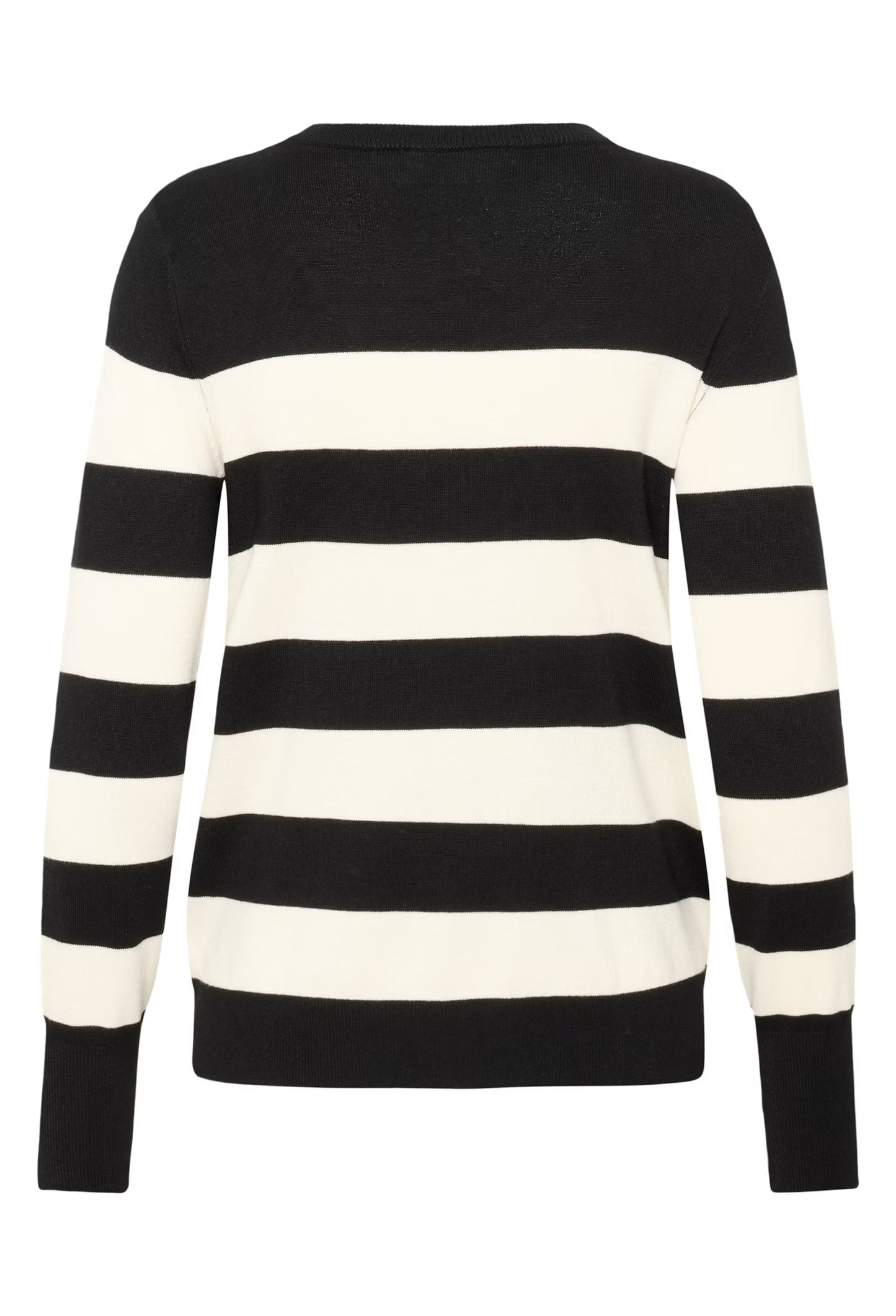 Pull Femme Rayé Noir Et Écru | Col Rond | Maille Légère Et Douce | Look Moderne Et Décontracté