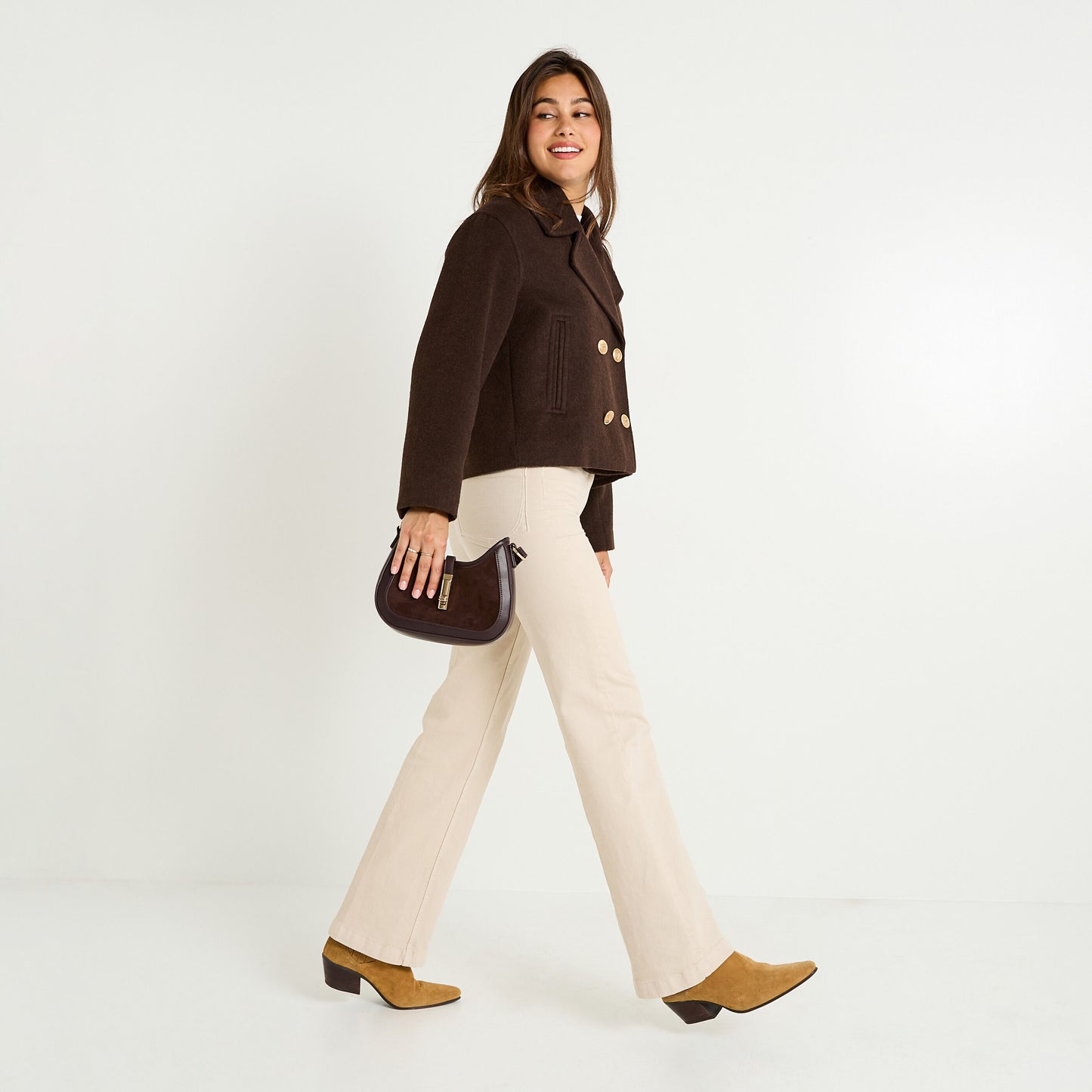 Manteau Femme | Tissu Mélangé Chaud Et Élégant | Idéal Pour L’Hiver En Ville