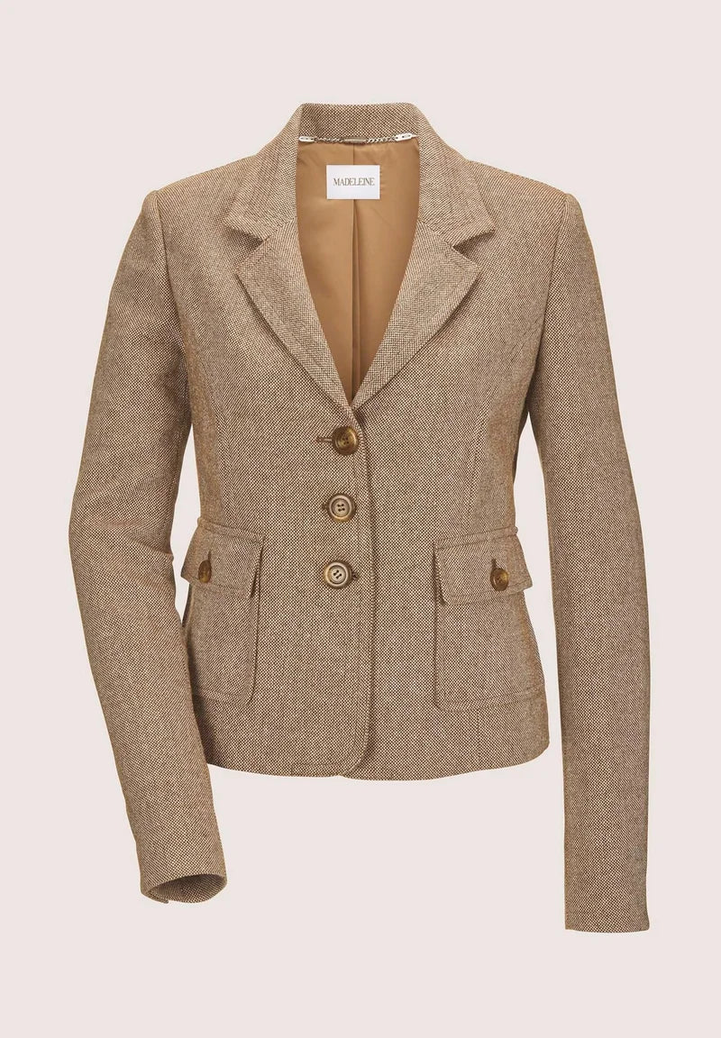 Blazer Femme | Coupe Cintrée | Tissu Texturé | Élégant Avec Boutons Dorés | Idéal Pour Un Look Chic Au Quotidien