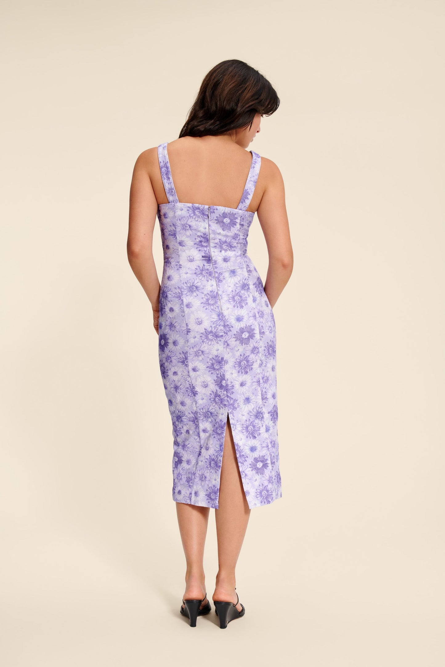 Robe Midi Fleurie Lilas | Romantique & Ajustée | Été & Moments Doux | Coton Stretch