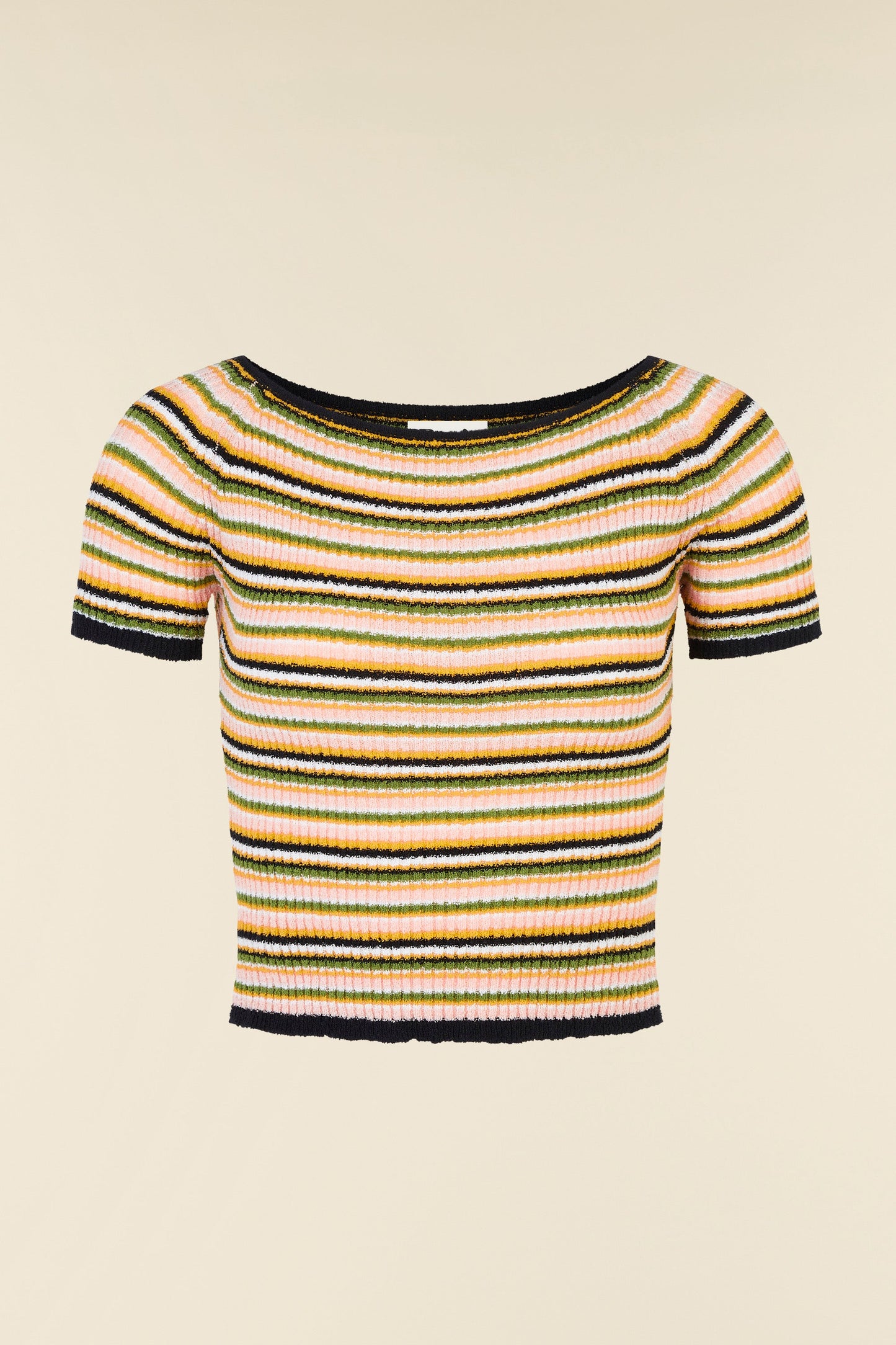 Top | Rayé Multicolore À Manches Courtes | Moderne Et Confortable | Pour Un Look Décontracté