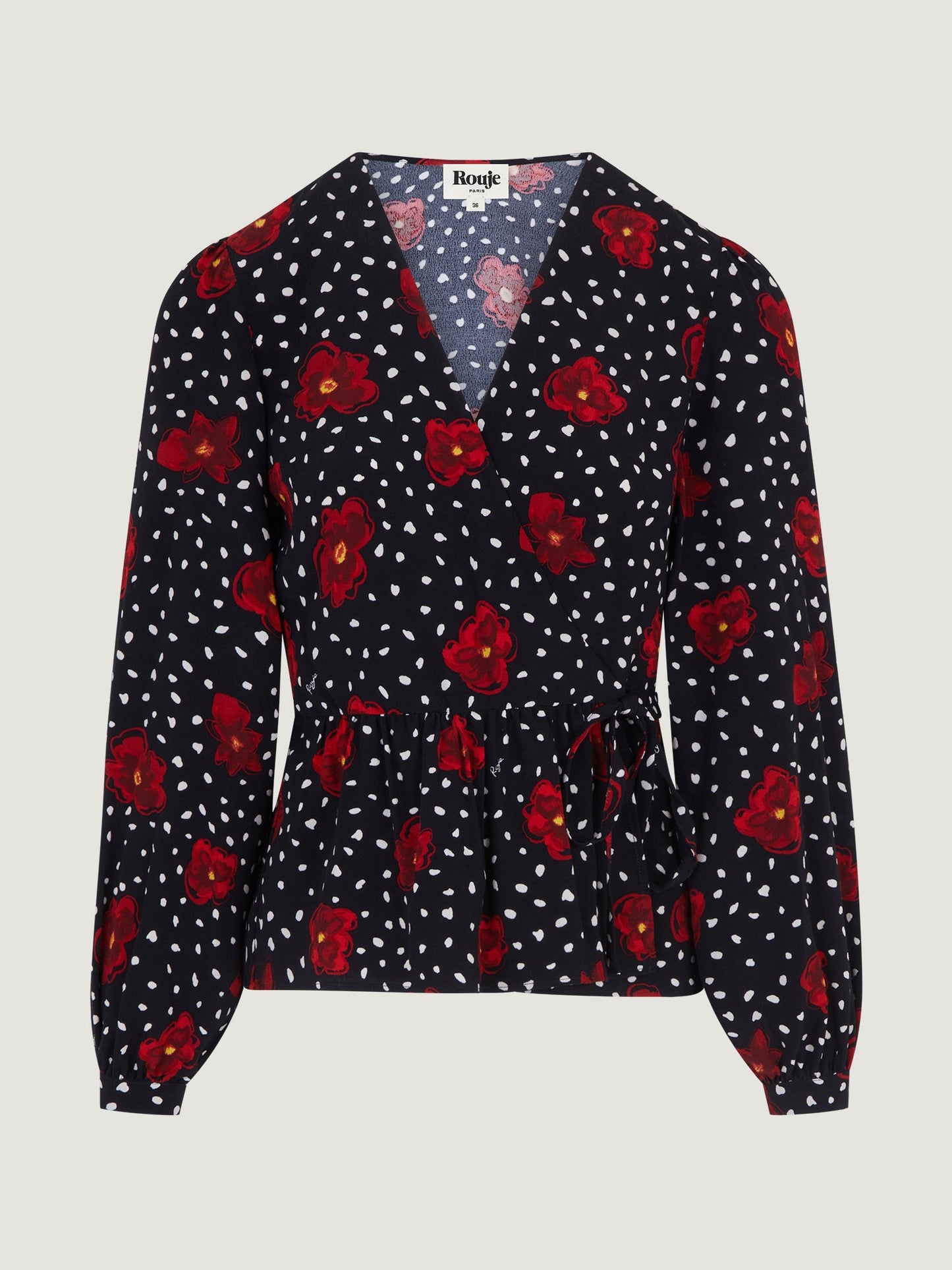 Blouse Femme Portefeuille | Motif Fleuri et Pois | Parfaite pour un Look Élégant du Quotidien