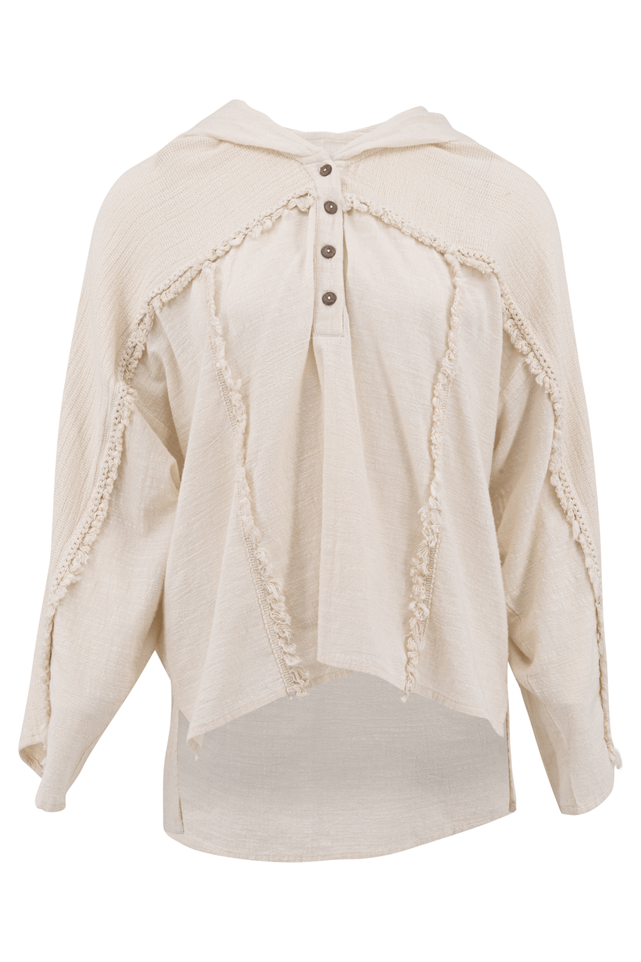 Hoodie En Coton | Capuche Et Manches Évasées | Détails Brodés Bohèmes | Parfait Pour L’Été Et Les Looks Décontractés