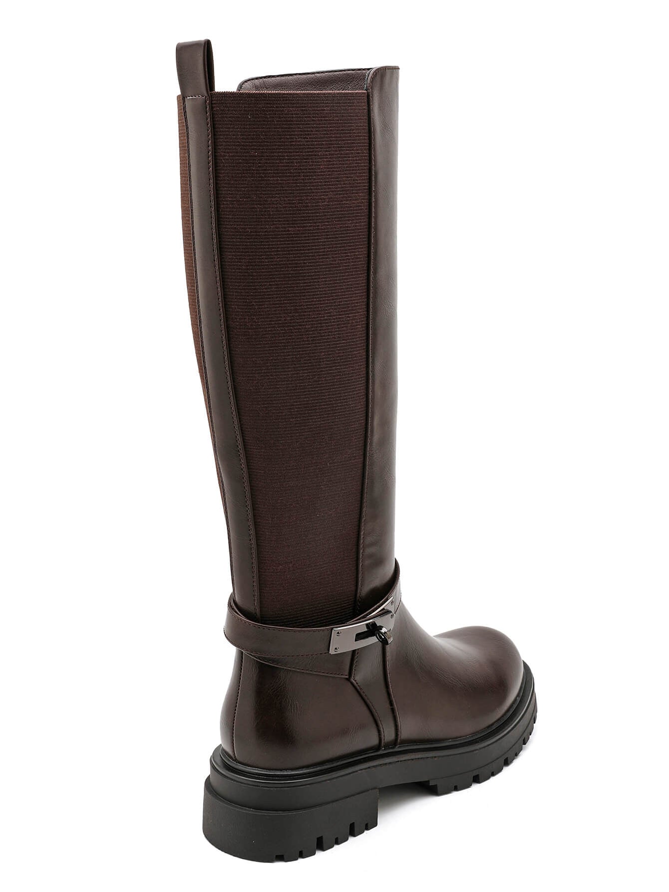 Bottes Hautes Femme | PU Effet Cuir Et Arrière Stretch | Style Classique Et Confortable Pour L’Hiver