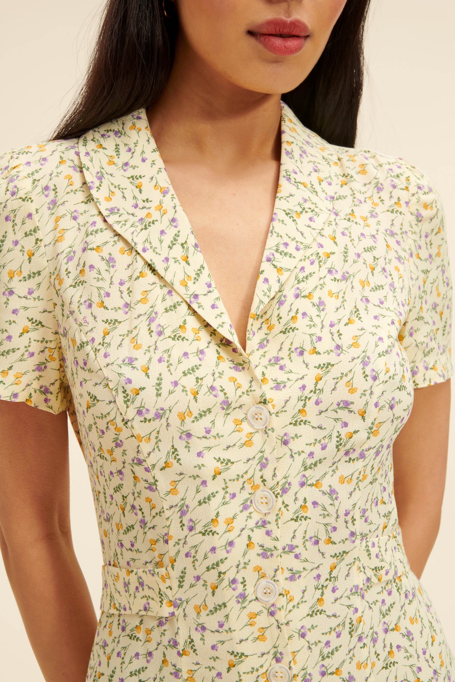 Robe Midi Boutonnée A Fleurs | Élégante & Légère | Printemps & Eté | Viscose Fluide