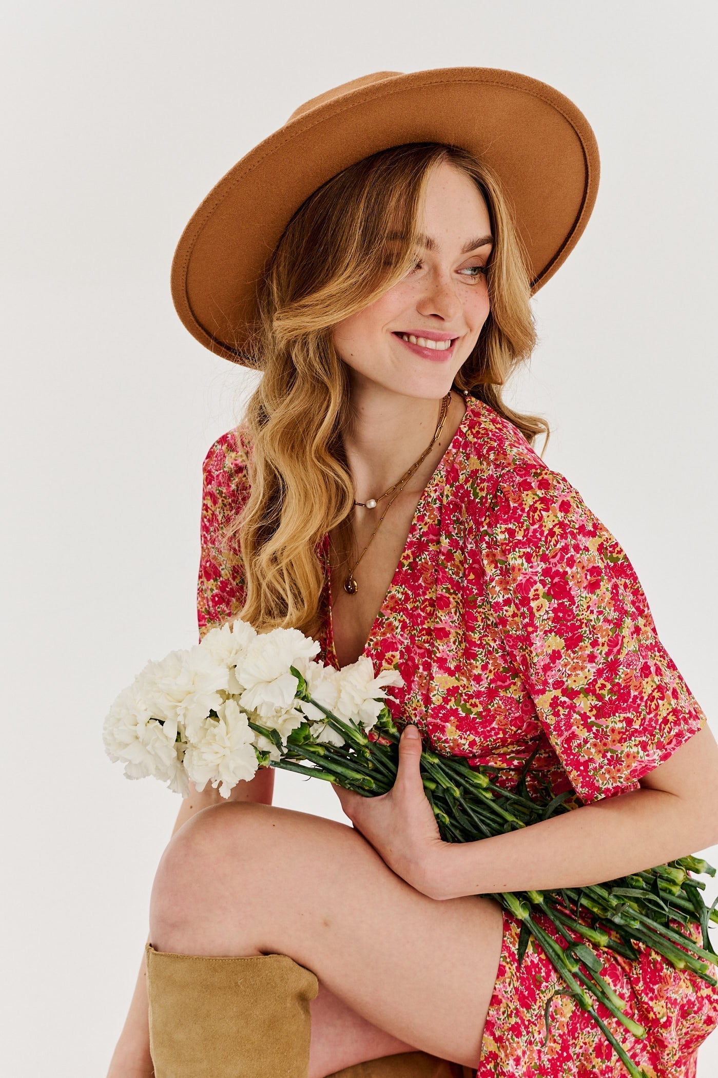 Robe En Viscose | Coupe Fluide Et Féminine | Col V Et Imprimé Feuillage | Parfaite Pour L’Été Ou La Mi-Saison