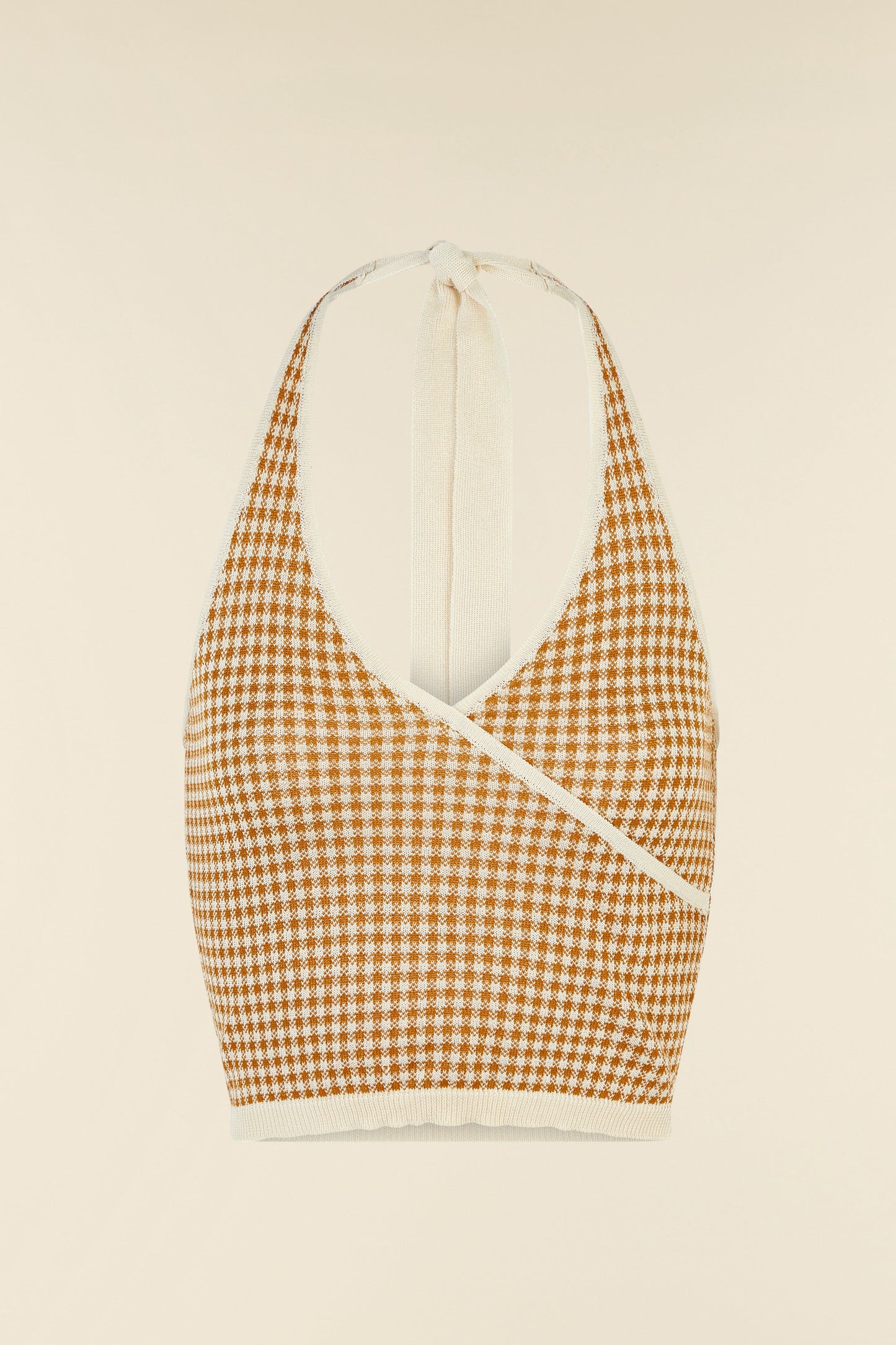Top | Dos Nu À Carreaux Beige | Léger Et Moderne | Idéal Pour L’Été