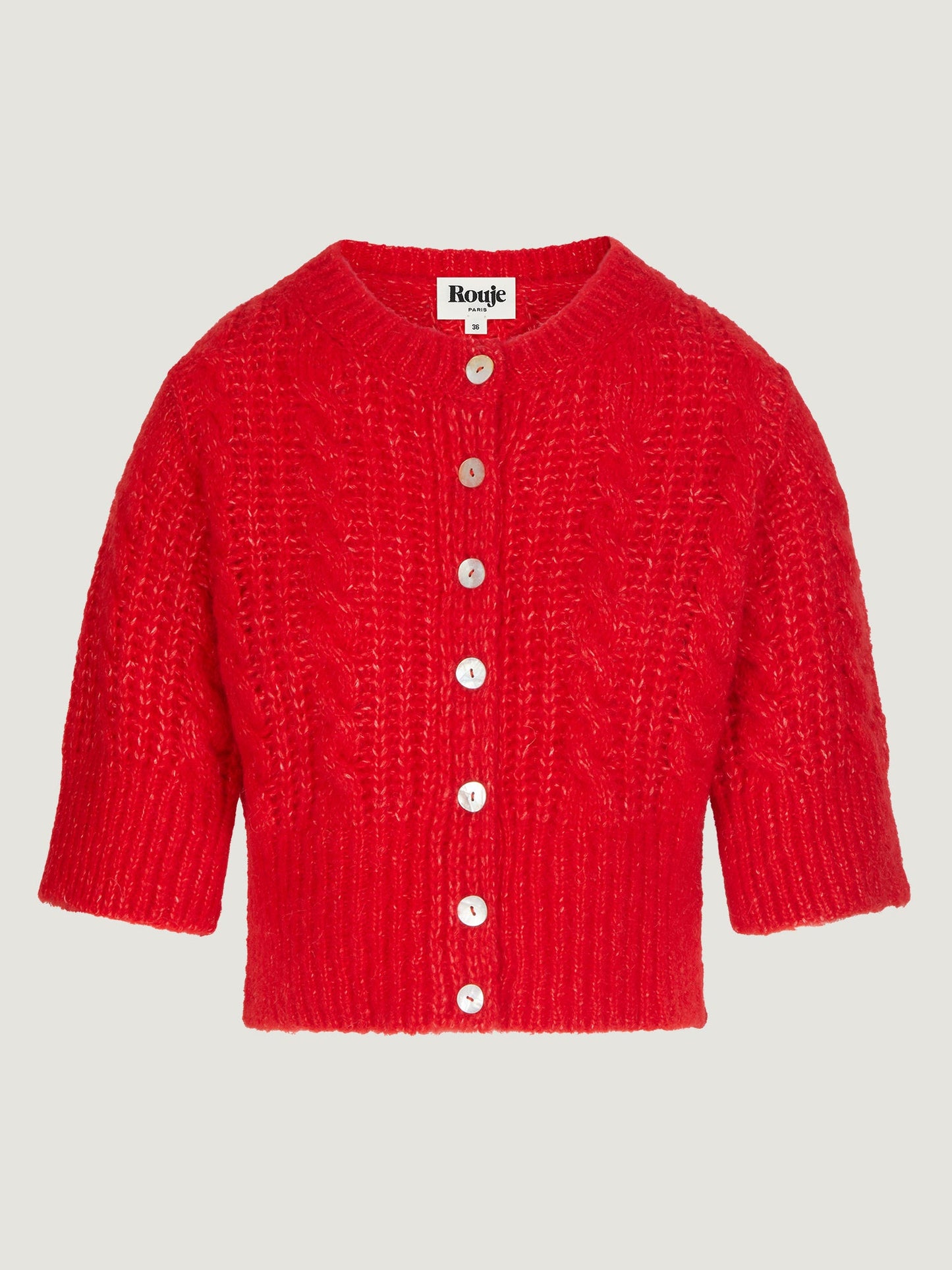 Cardigan | Rouge En Maille Torsadée À Boutons | Féminin Et Audacieux | Pour La Mi-Saison