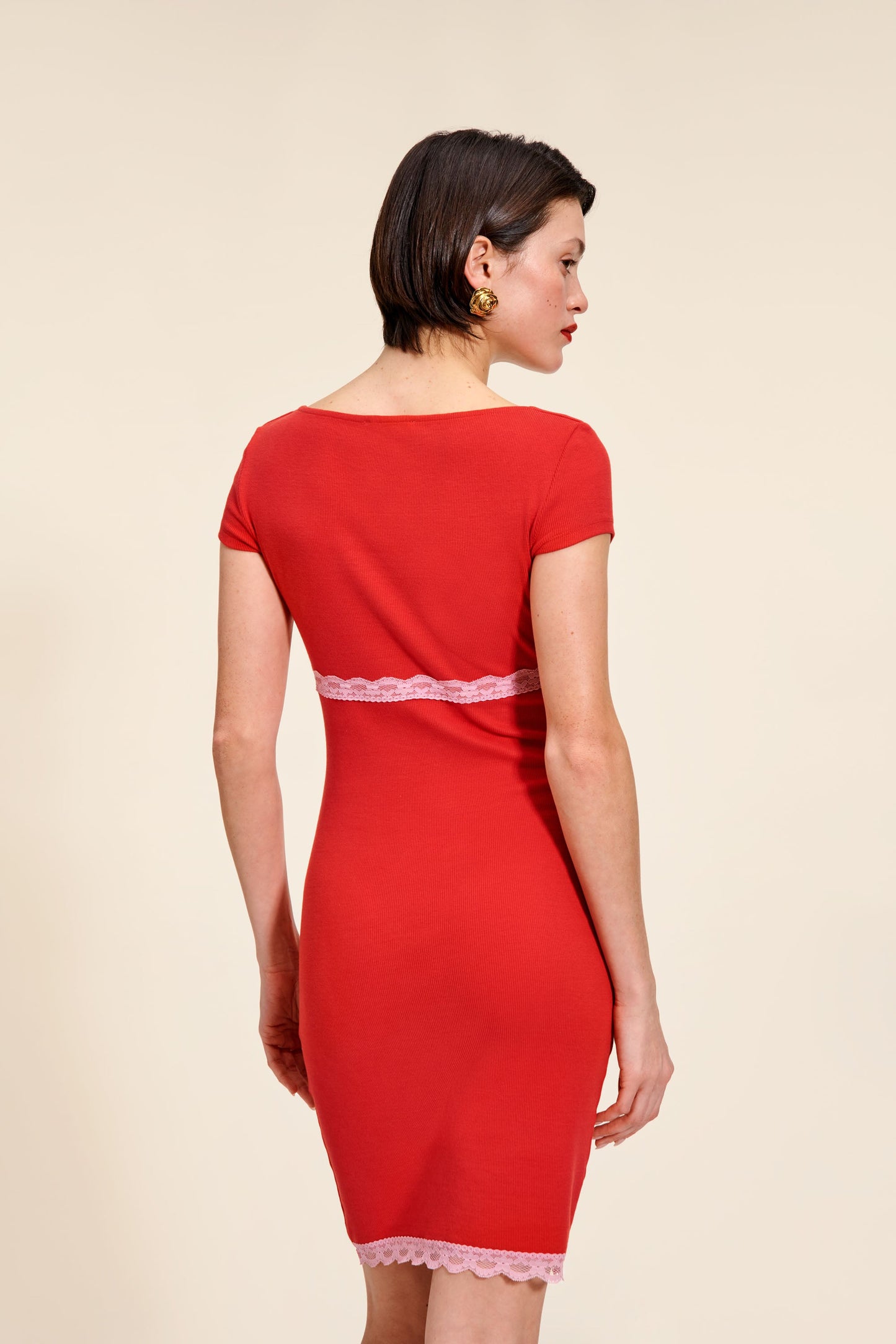 Robe Courte Rouge A Dentelle | Glamour & Féminine | Soirées & Rendez-vous | Jersey Stretch