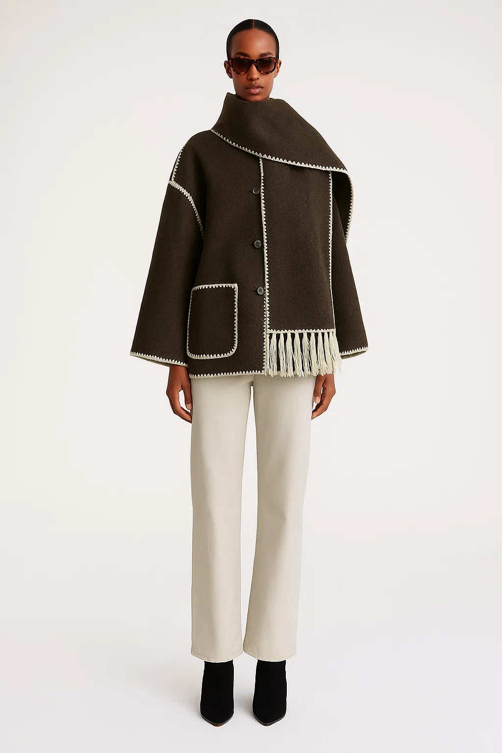 Cape Femme | Design Contrasté Élégant | Coupe Ample Et Moderne | Parfaite Pour l’automne Et l’hiver