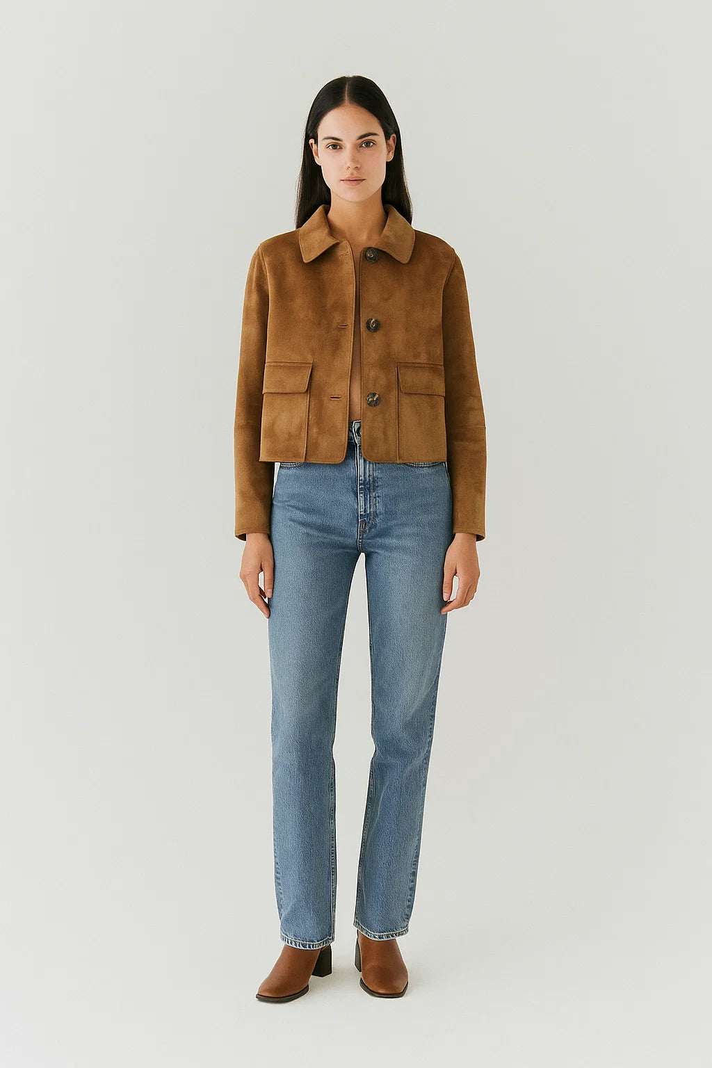 Veste Courte | Effet Suédine | Parfaite Pour Un Look Vintage Et Tendance