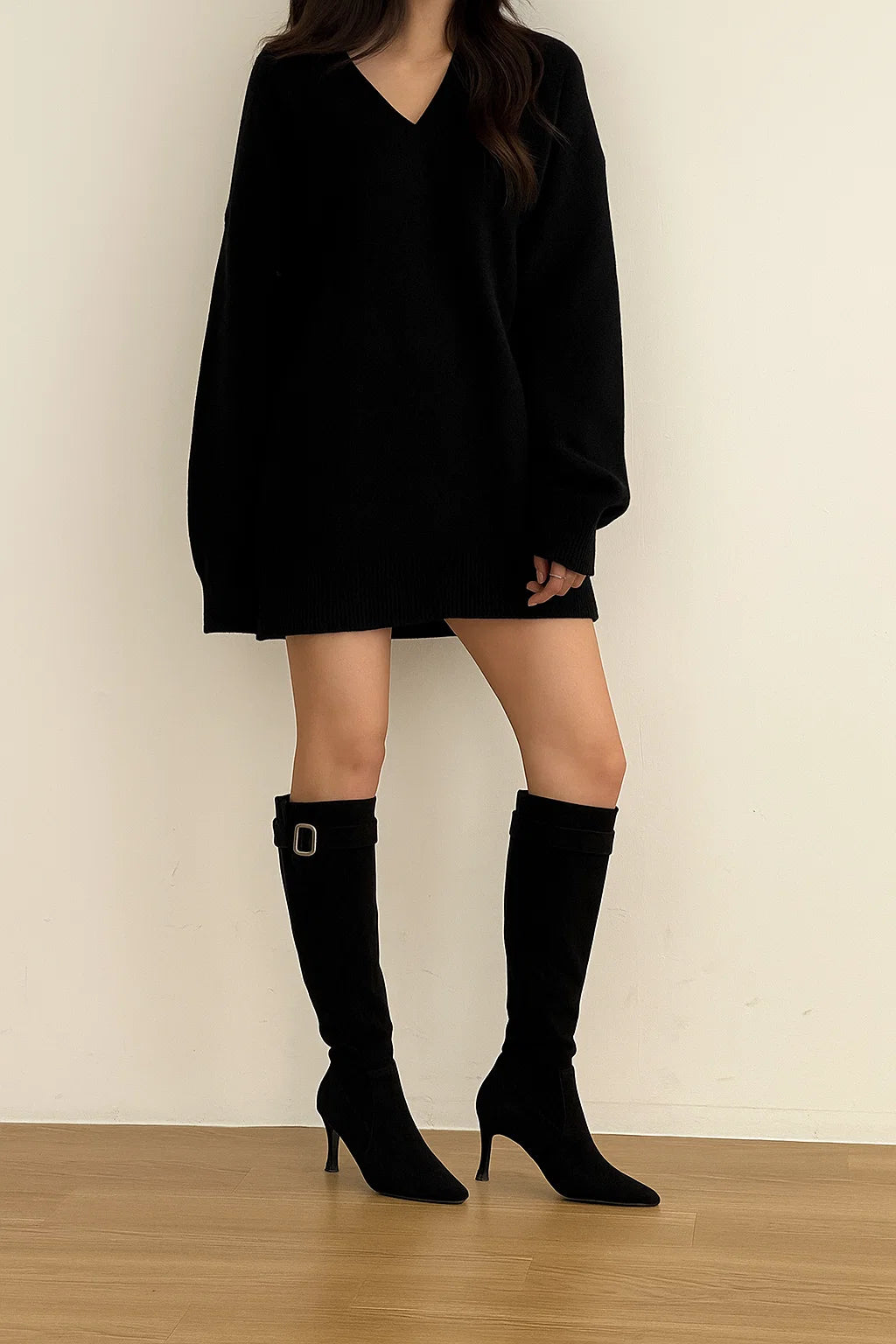 Bottes Hautes Femme | Talon Fin Élégant | Effet Suédé Doux | Pour L’Hiver Et Les Looks Habillés