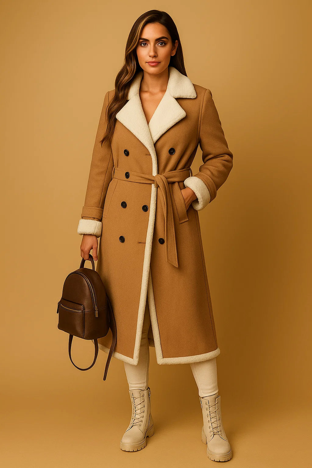 Manteau En Laine Cachemire À Doublure Mouton | Chaud Et Élégant | Idéal Pour L’Hiver Et Les Looks Quotidiens