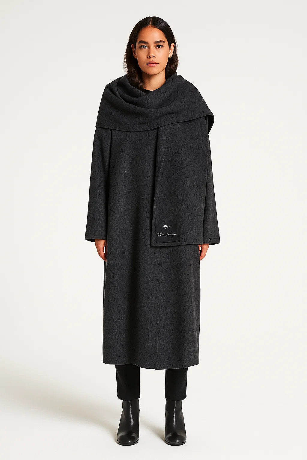 Manteau Long Drapé Ceinturé