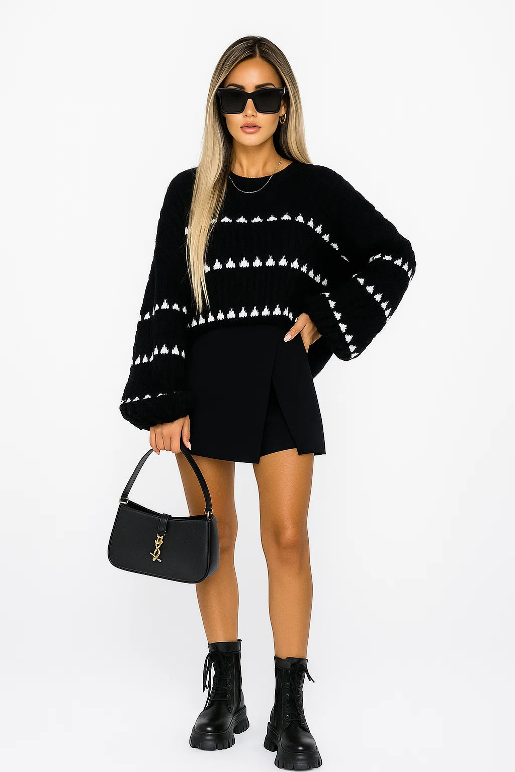 Pull Texturé à Rayures Contrastées