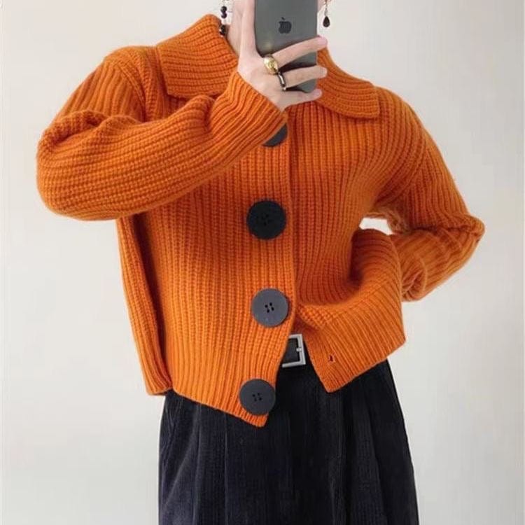 Cardigan Femme | Court Et Structuré | Maille Épaisse Avec Grands Boutons Pour Look Rétro Chic