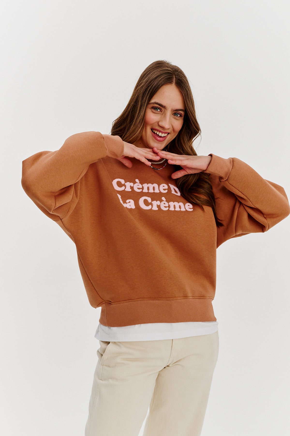 Sweat En Coton Et Polyester | Message Crème De La Crème | Coupe Décontractée Tendance | Parfait Pour Un Look Casual Chic