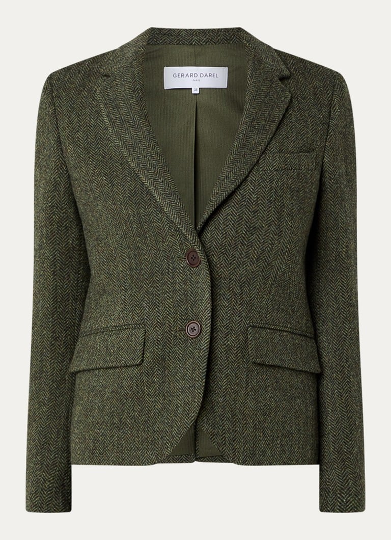 Blazer Femme En Laine Vierge | Motif Chevrons | Doublé Coton | Élégant Et Authentique Pour l’Hiver