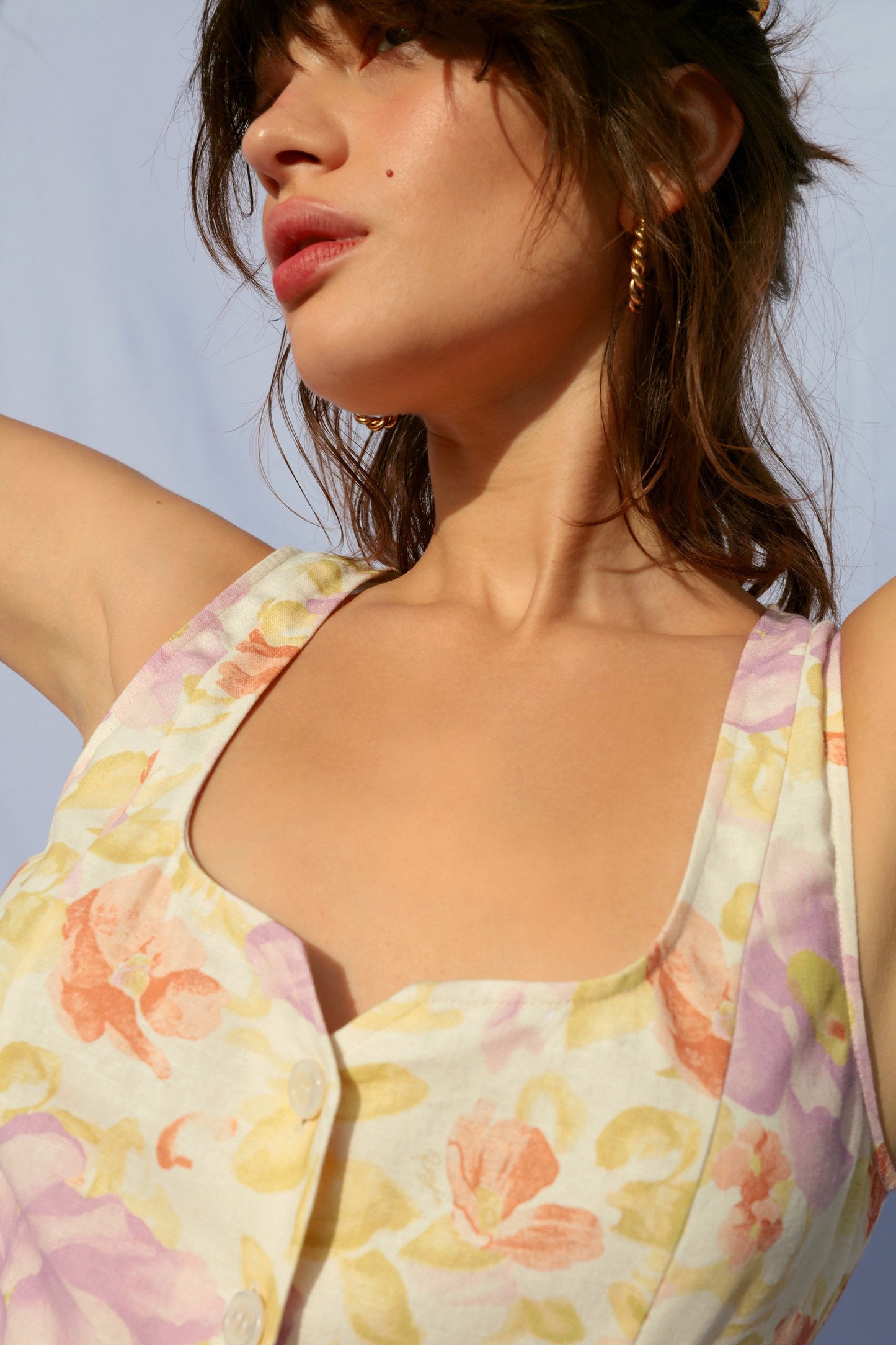 Robe Courte Fleurie Pastel | Fraîche & Lumineuse | Été & Vacances | Lin Léger