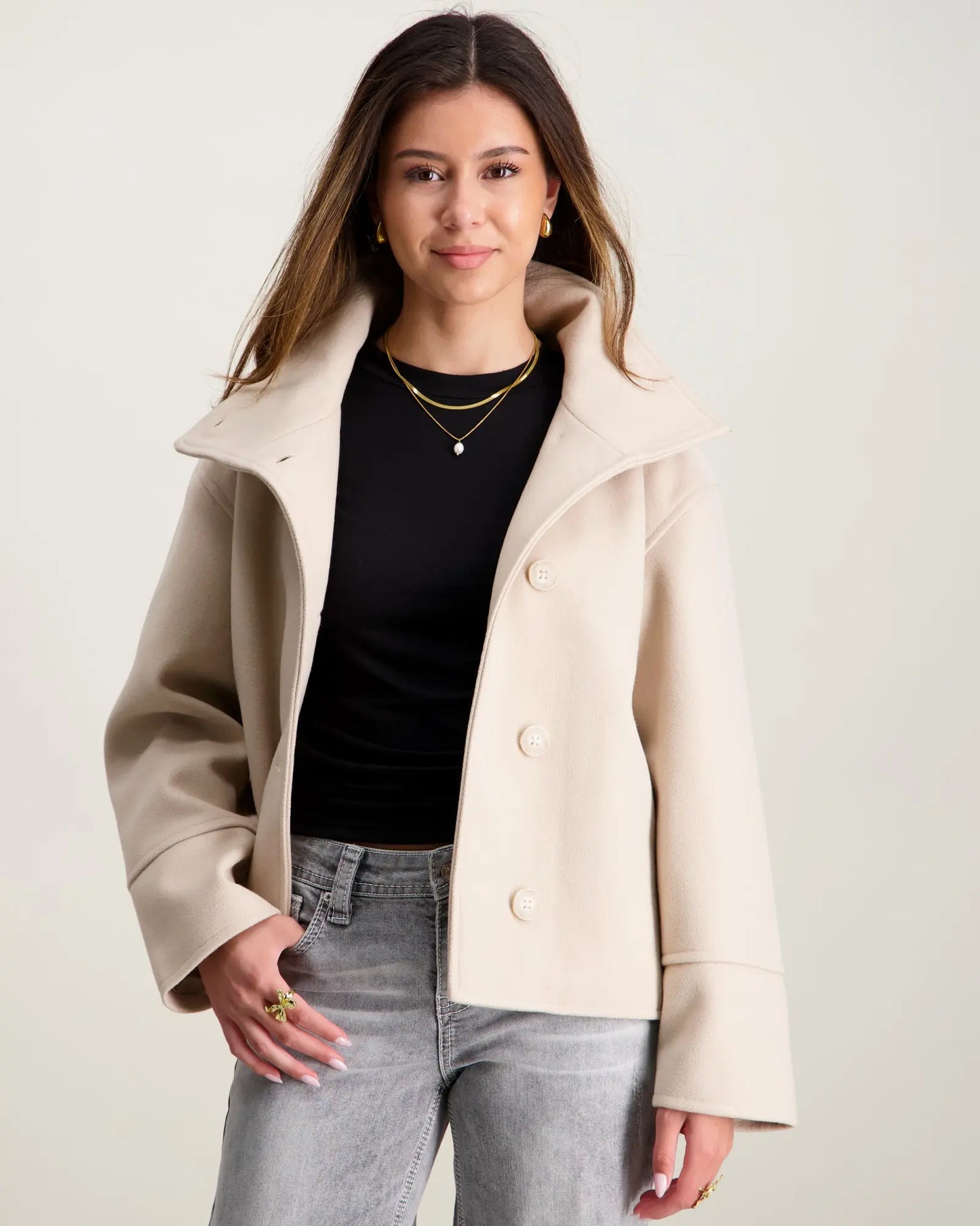 Manteau Minimaliste à Col Montant