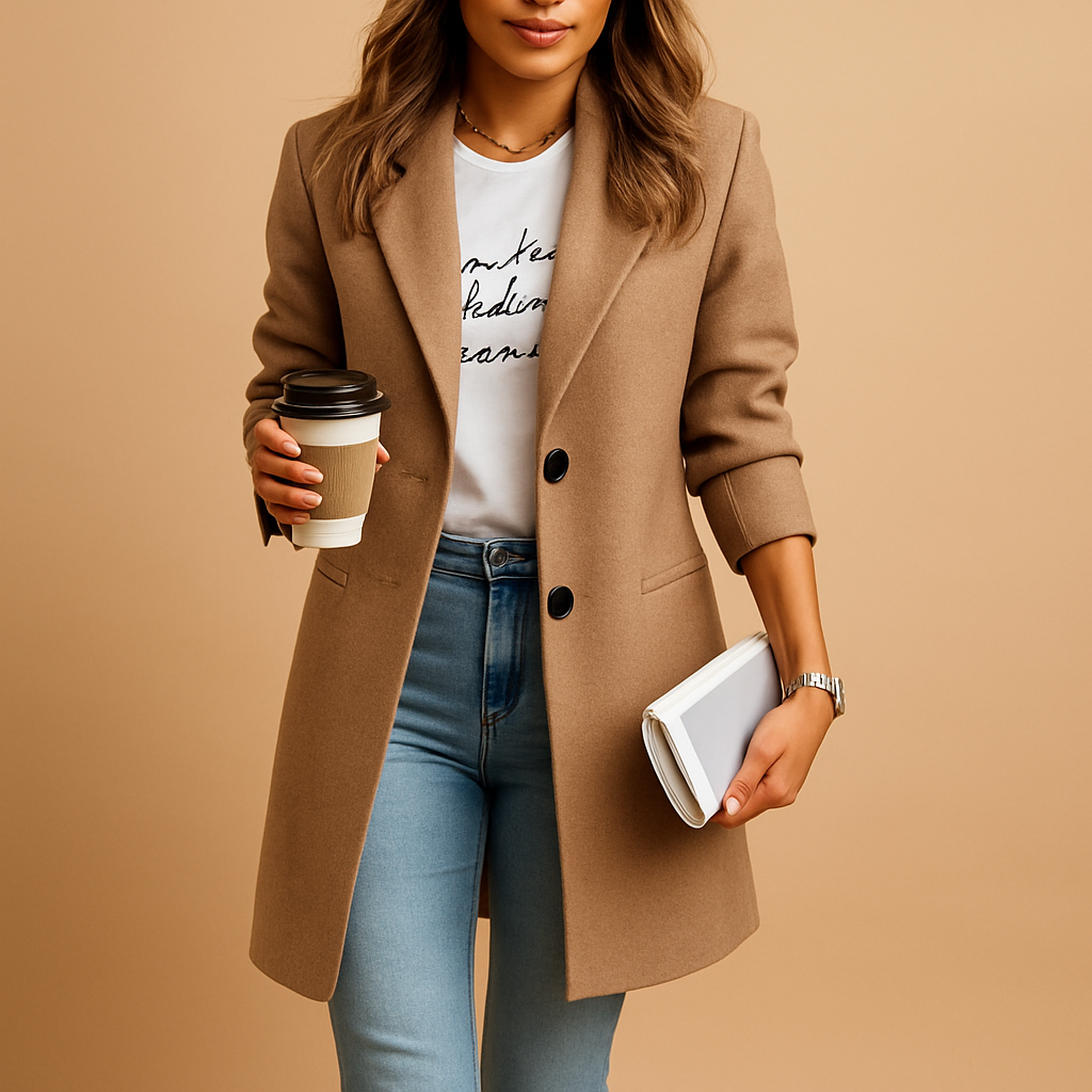 Manteau Droit Mi-Long À Boutonnage Discret | Élégant Et Décontracté | Idéal Pour Le Quotidien Ou Le Bureau