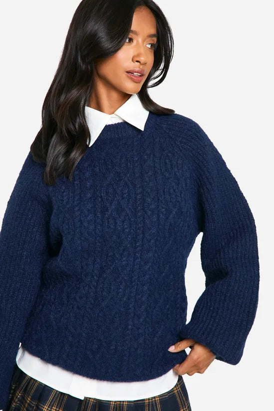 Gilet Bleu Marine Femme | Maille Épaisse | Look Preppy