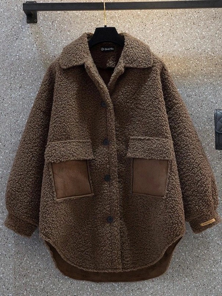 Veste Femme | Fausse Fourrure Bouclette | Confort Oversize | Parfaite Pour L’Automne Et L’Hiver