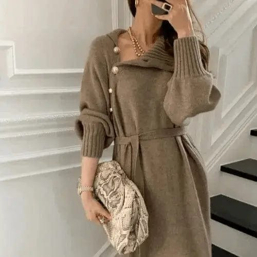 Robe Pull Femme | Chaude Et Ceinturée | Élégante Pour L’Hiver En Maille Confortable