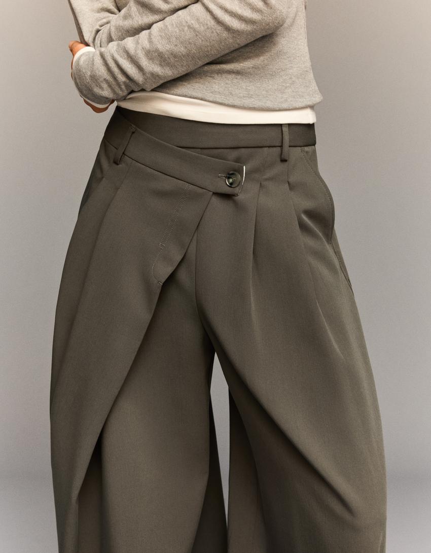 Pantalon Drapé | Coupe Fluide Et Taille Haute | Parfait Pour Le Bureau Ou Les Looks Urbains