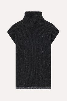 Gilet Col Roulé en Laine Côtelée