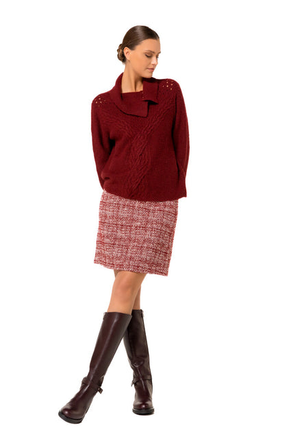 Pull Torsadé Écru | Col Large Boutonné | Élégant et Confortable pour l’Hiver