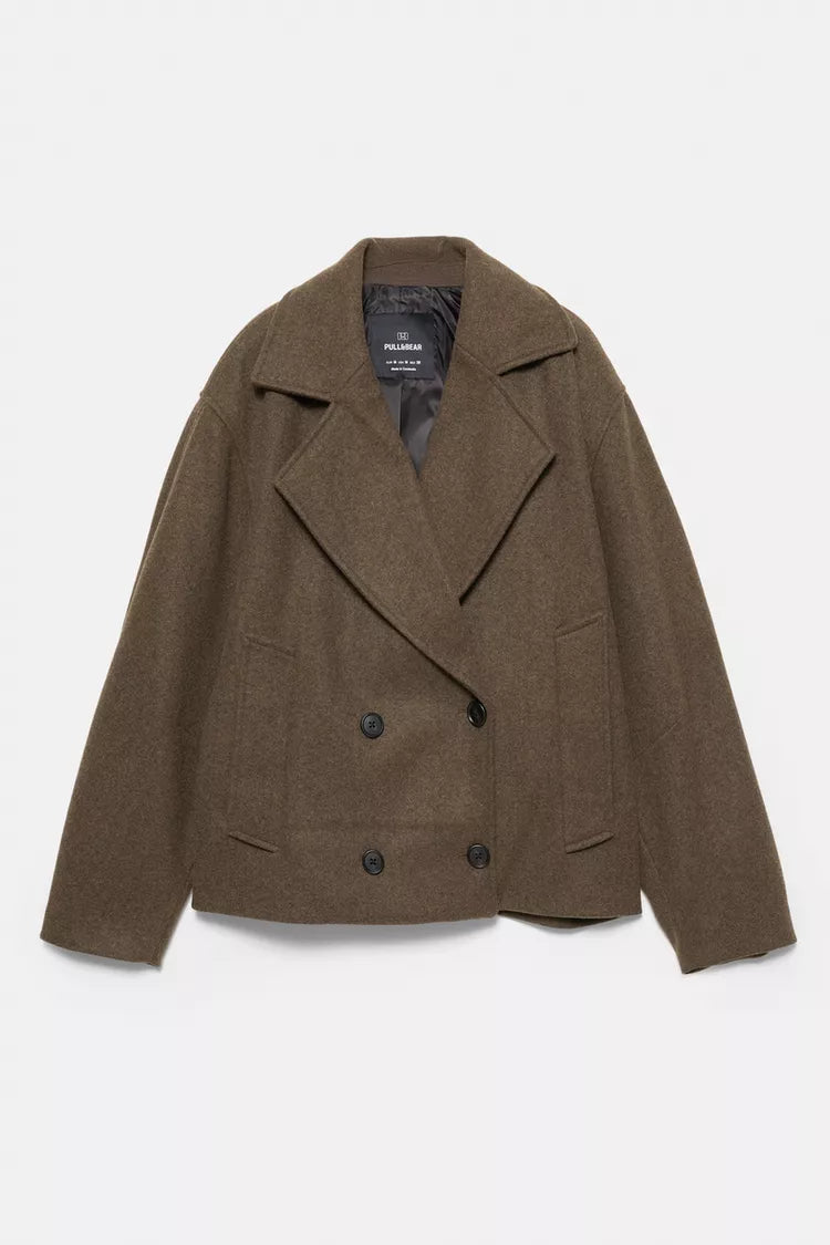 Manteau Femme | Caban Court En Tissu Mélangé | Élégant Et Moderne Pour L’Hiver