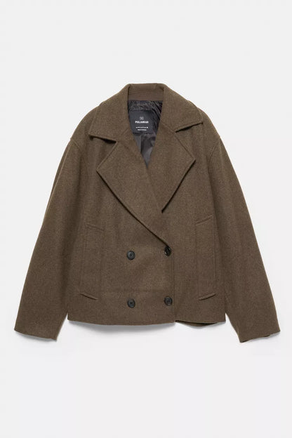 Manteau Femme | Caban Court En Tissu Mélangé | Élégant Et Moderne Pour L’Hiver