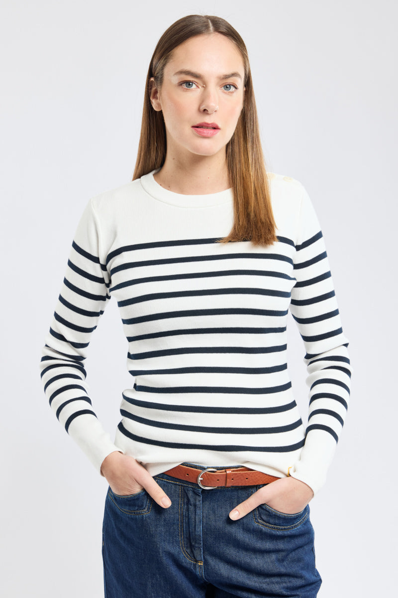 Sweater Femme | Coton | Style Marinière | Confort Et Élégance Quotidienne