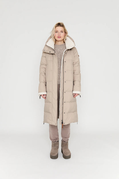 Manteau Long Matelassé à Capuche