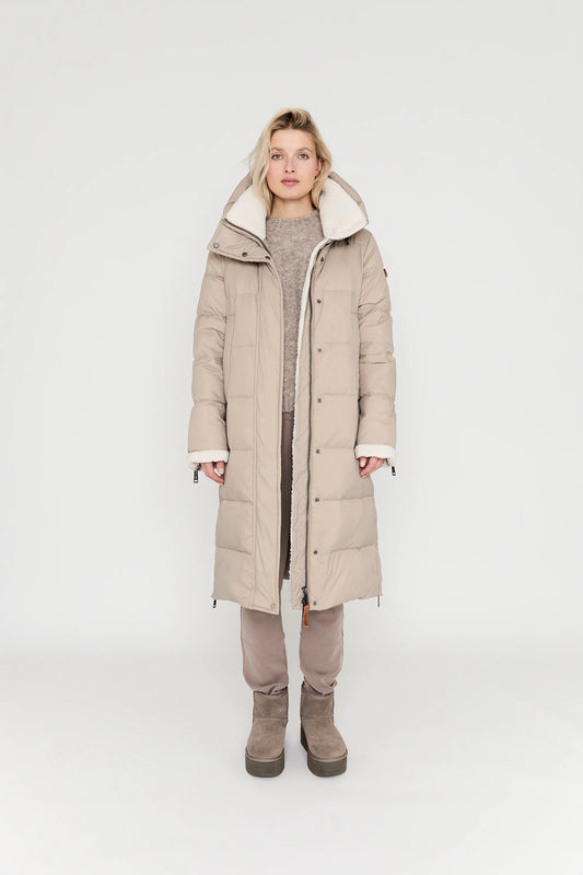 Manteau Long Matelassé à Capuche