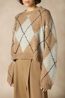 Pull Argyle en Maille de Laine