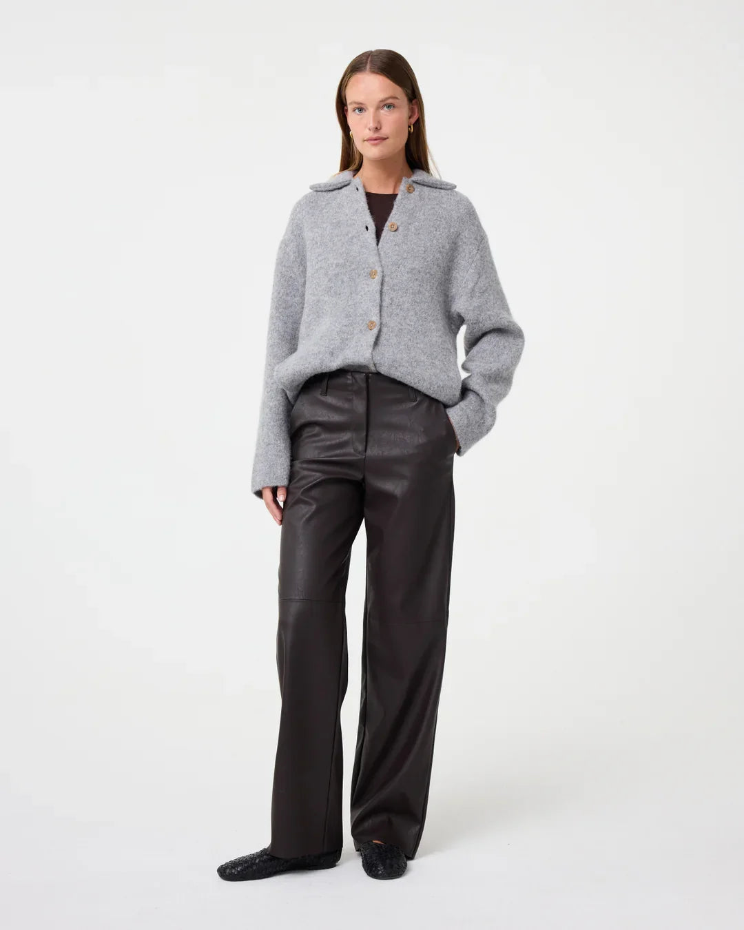 Pantalon Droit Effet Cuir