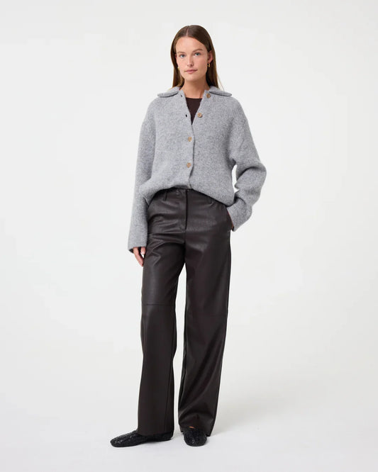 Pantalon Droit Effet Cuir