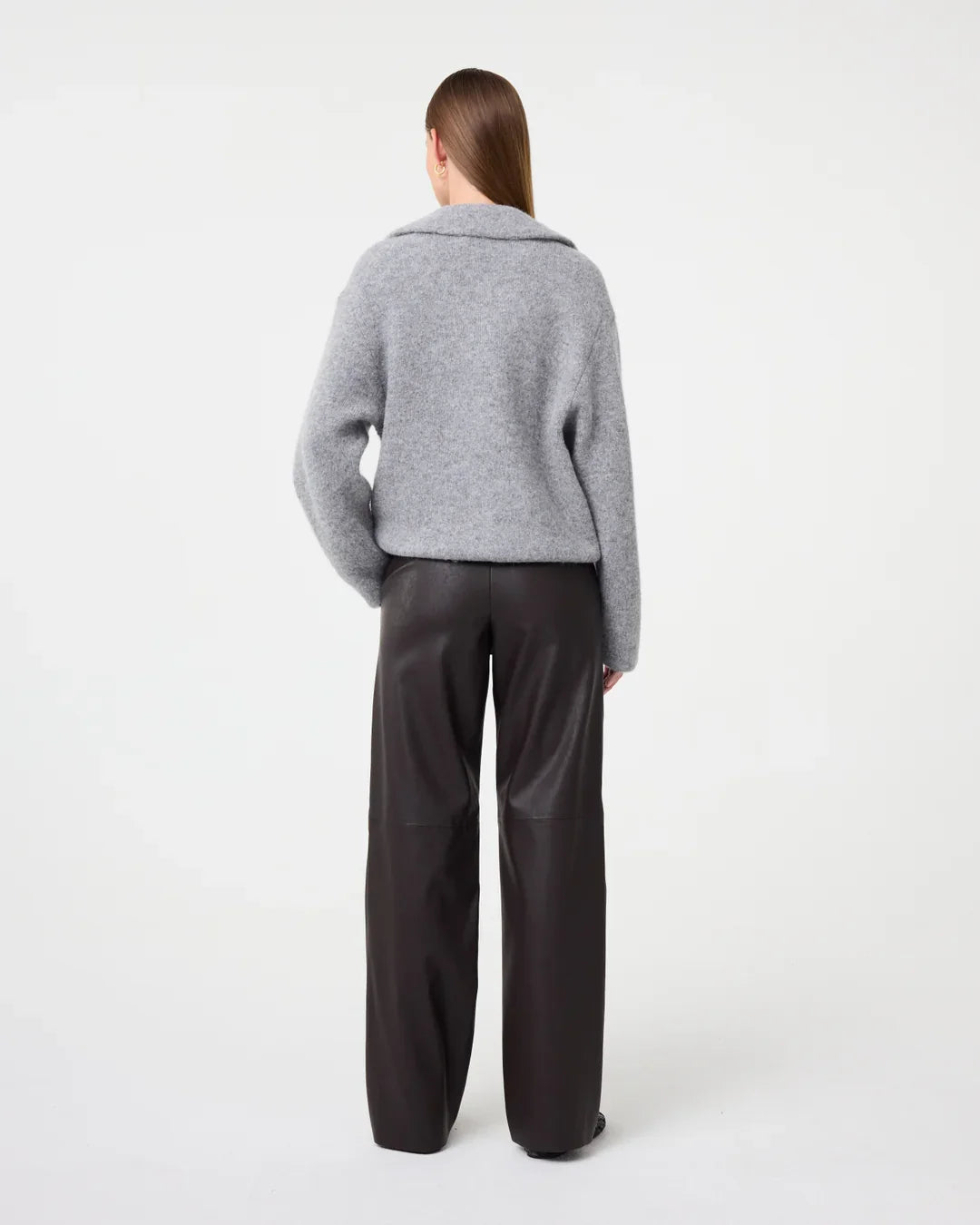 Pantalon Droit Effet Cuir