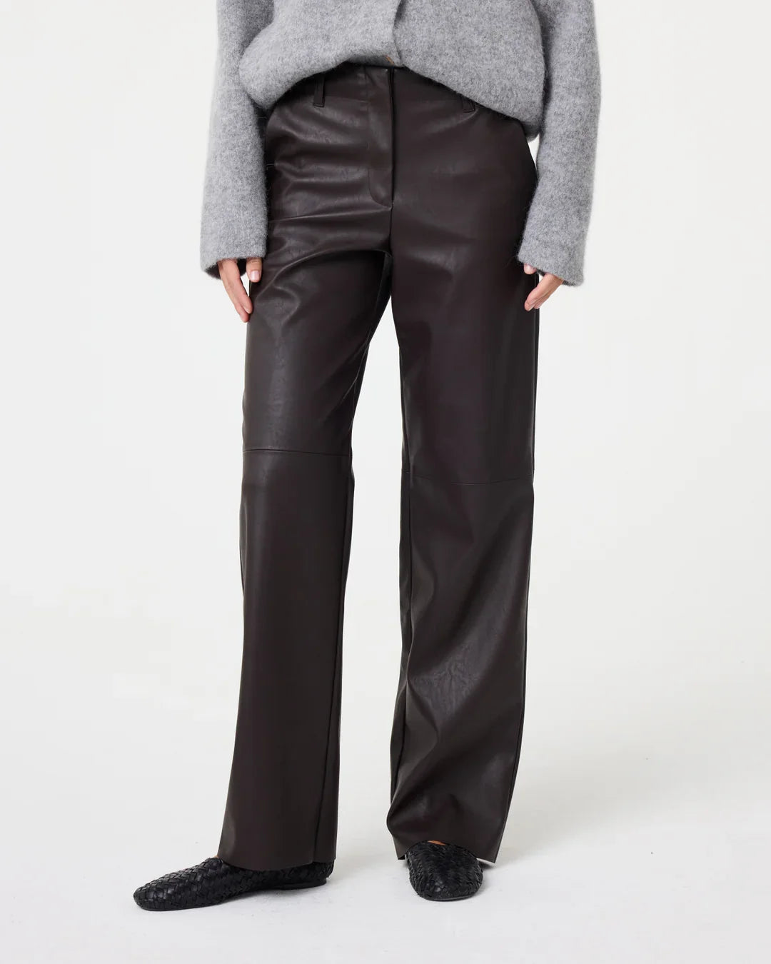 Pantalon Droit Effet Cuir