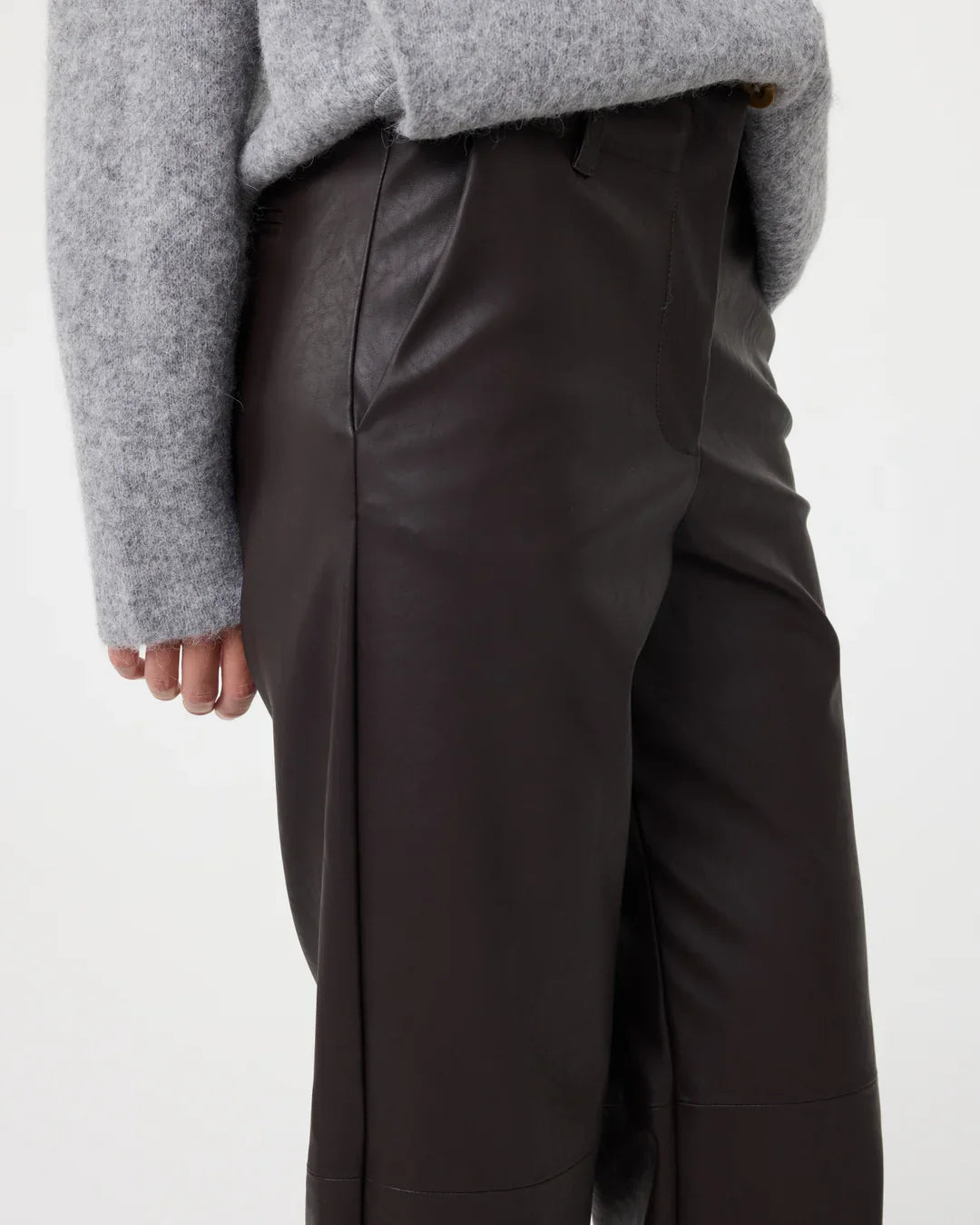 Pantalon Droit Effet Cuir