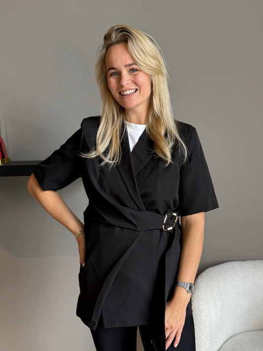 Blazer Femme | Ceinture Anneau et Manches Courtes | Élégant et Confortable pour le Bureau