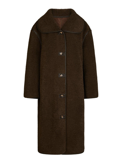 Manteau Long Effet Peau Lainée